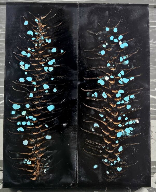 Black Turquoise Pine Cone Knife Scales Knife Handle Blank Handle Material Norway Spruce Exotic Knife Handle Material P1