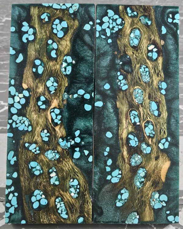 Deep Green Turquoise Cholla Cactus Knife Scales Knife Handle Blank Handle Material Exotic Knife Handle P2