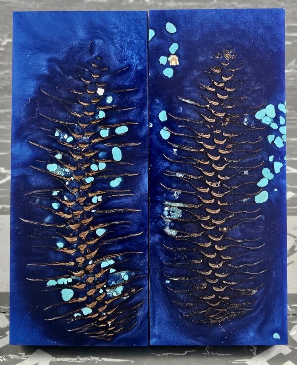 Midnight Blue Turquoise Pine Cone Knife Scales Knife Handle Blank Handle Material Norway Spruce Exotic Knife Handle Material P2