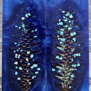 Midnight Blue Turquoise Pine Cone Knife Scales Knife Handle Blank Handle Material Norway Spruce Exotic Knife Handle Material P3