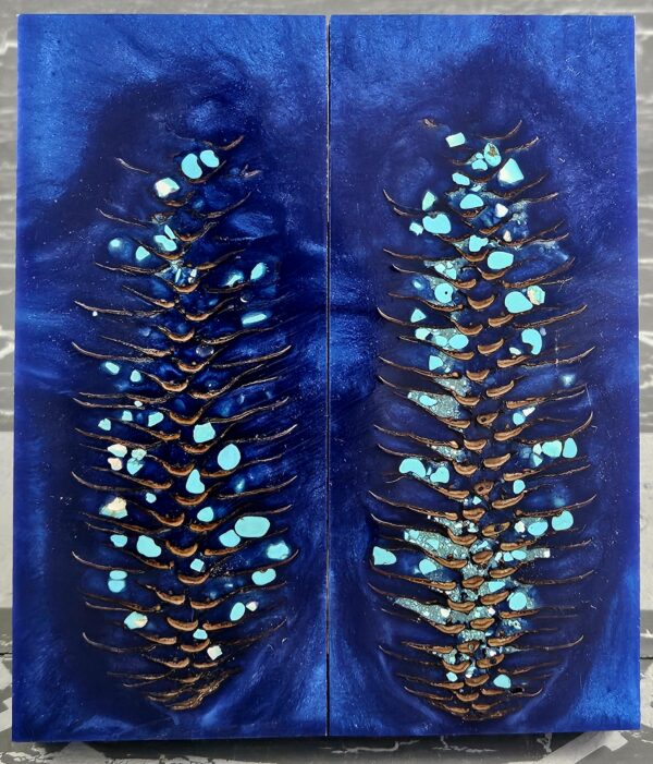 Midnight Blue Turquoise Pine Cone Knife Scales Knife Handle Blank Handle Material Norway Spruce Exotic Knife Handle Material P3
