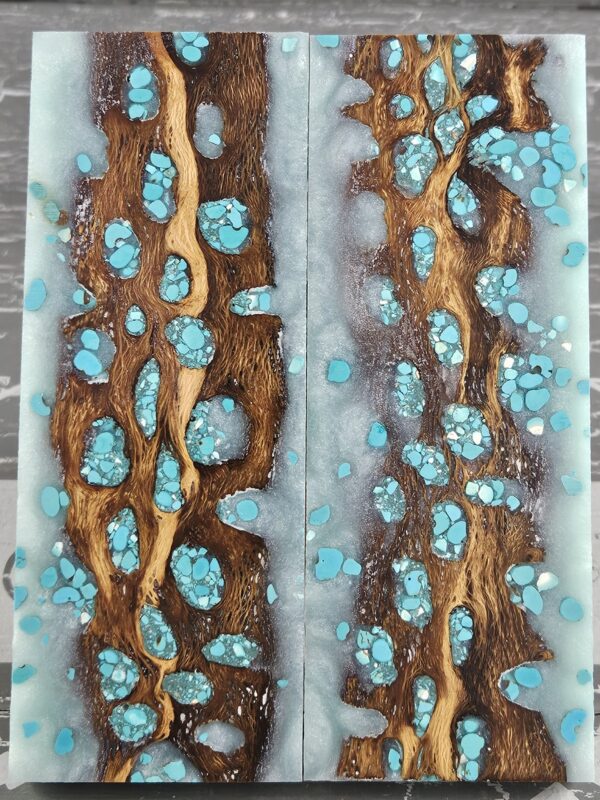 Polar Ice Turquoise Cholla Cactus Knife Scales Knife Handle Blank Handle Material Exotic Knife Handle P1
