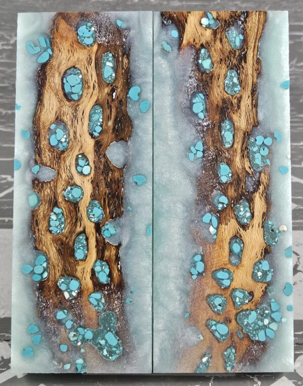 Polar Ice Turquoise Cholla Cactus Knife Scales Knife Handle Blank Handle Material Exotic Knife Handle P2