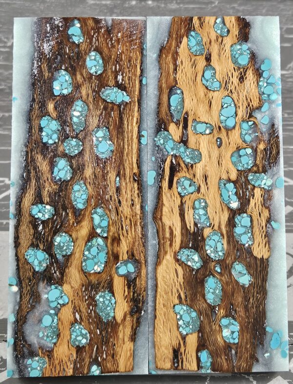 Polar Ice Turquoise Cholla Cactus Knife Scales Knife Handle Blank Handle Material Exotic Knife Handle P3