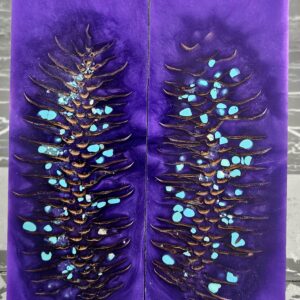 Purple Turquoise Pine Cone Knife Scales Knife Handle Blank Handle Material Norway Spruce Exotic Knife Handle Material P3