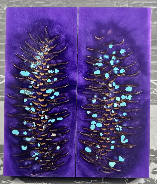 Purple Turquoise Pine Cone Knife Scales Knife Handle Blank Handle Material Norway Spruce Exotic Knife Handle Material P3