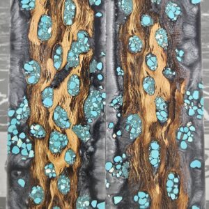 Silver Turquoise Cholla Cactus Knife Scales Knife Handle Blank Handle Material Exotic Knife Handle P2