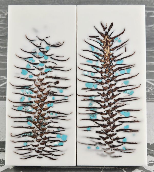 White Turquoise Pine Cone Knife Scales Knife Handle Blank Handle Material Norway Spruce Exotic Knife Handle Material P1