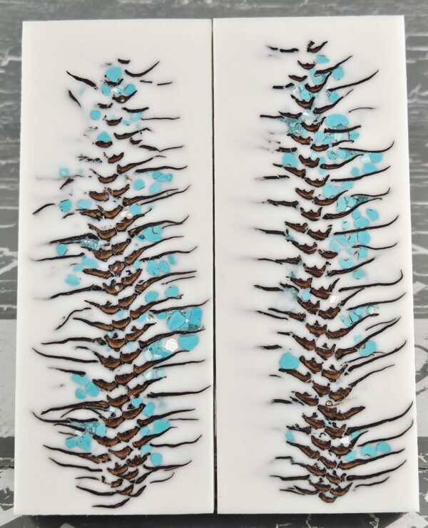 White Turquoise Pine Cone Knife Scales Knife Handle Blank Handle Material Norway Spruce Exotic Knife Handle Material P2