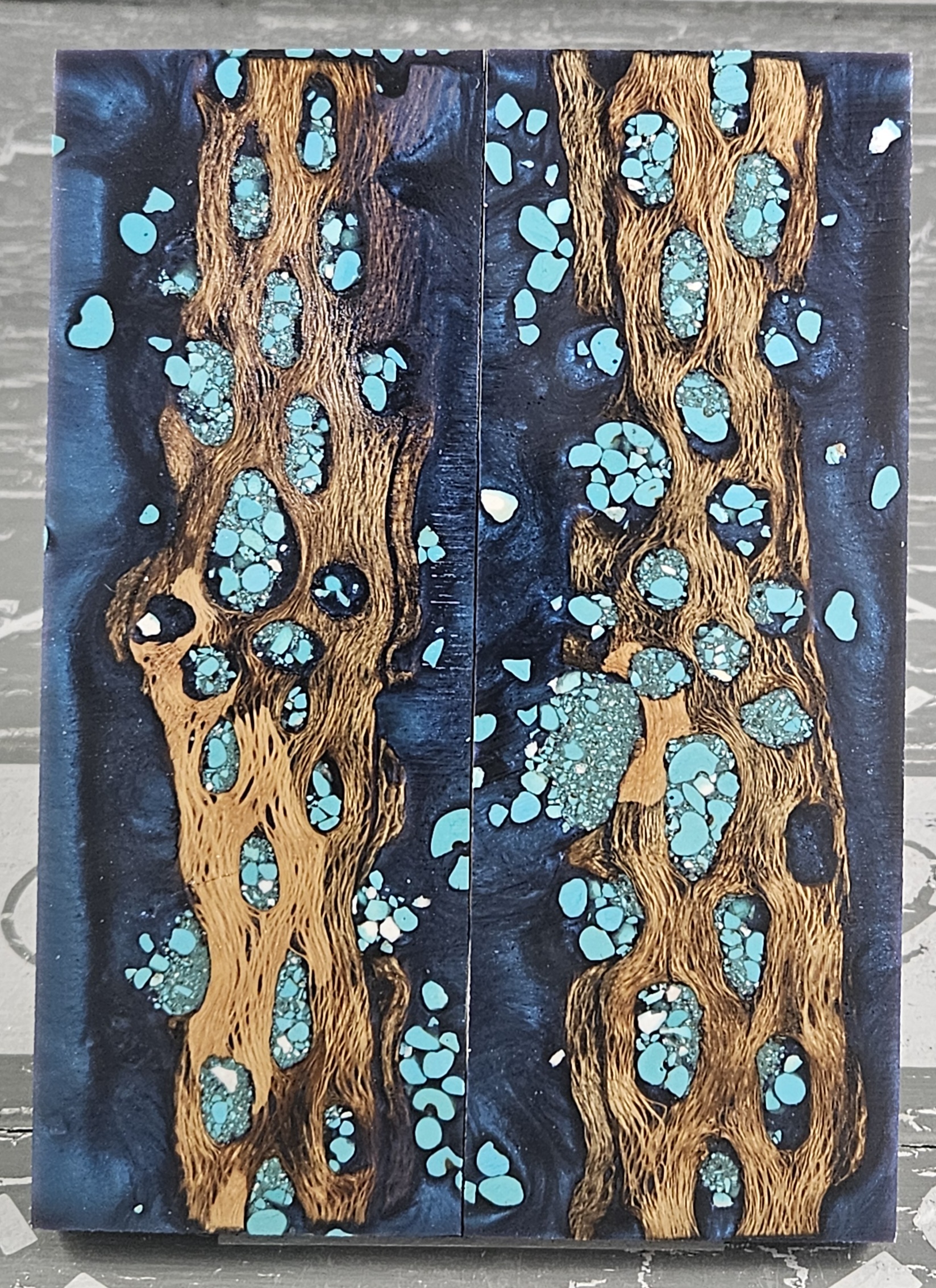 Deep Blue Turquoise Cholla Cactus Knife Scales Knife Handle Blank Handle Material Exotic Knife Handle P1