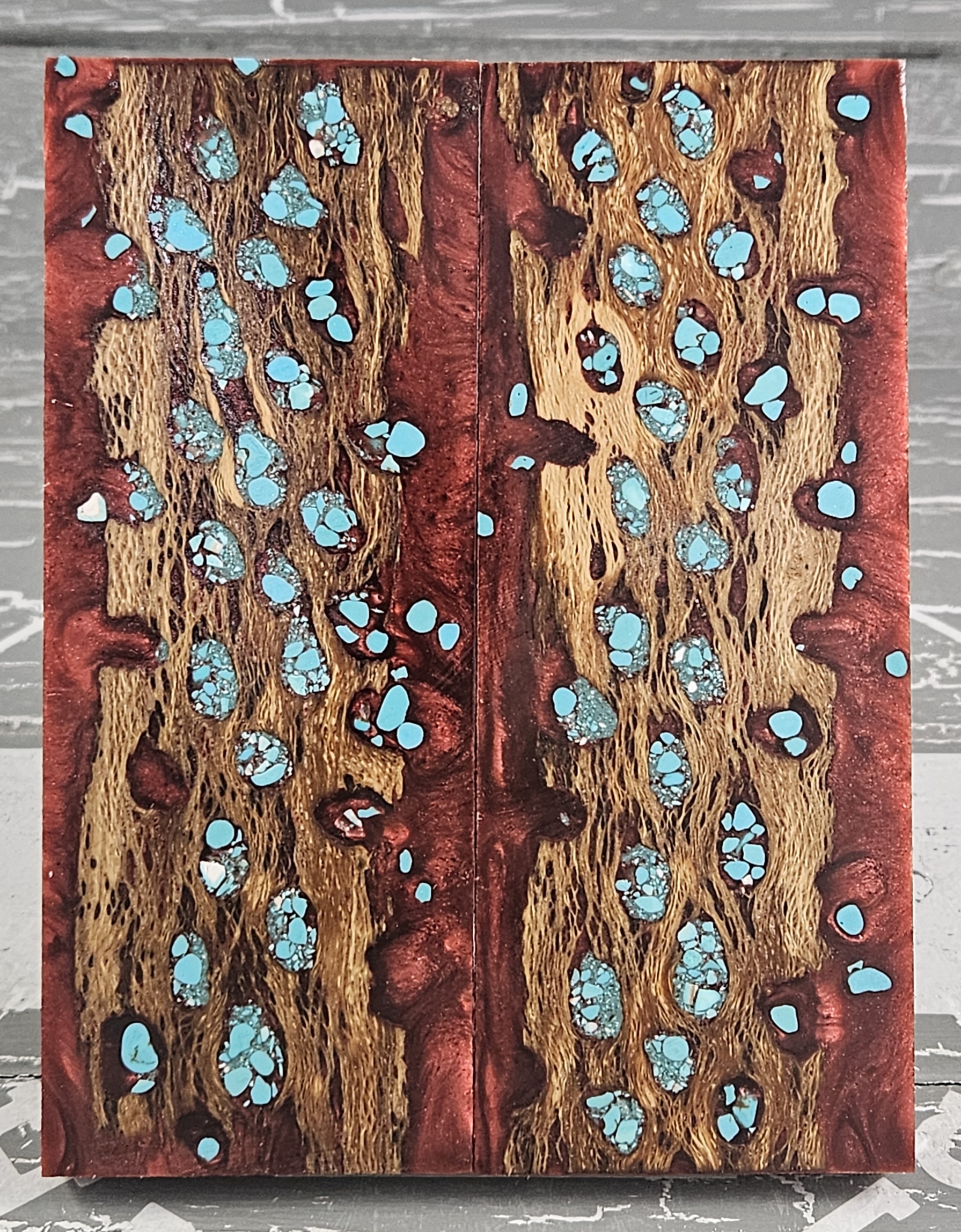 Red Turquoise Cholla Cactus Knife Scales Knife Handle Blank Handle Material Exotic Knife Handle P1
