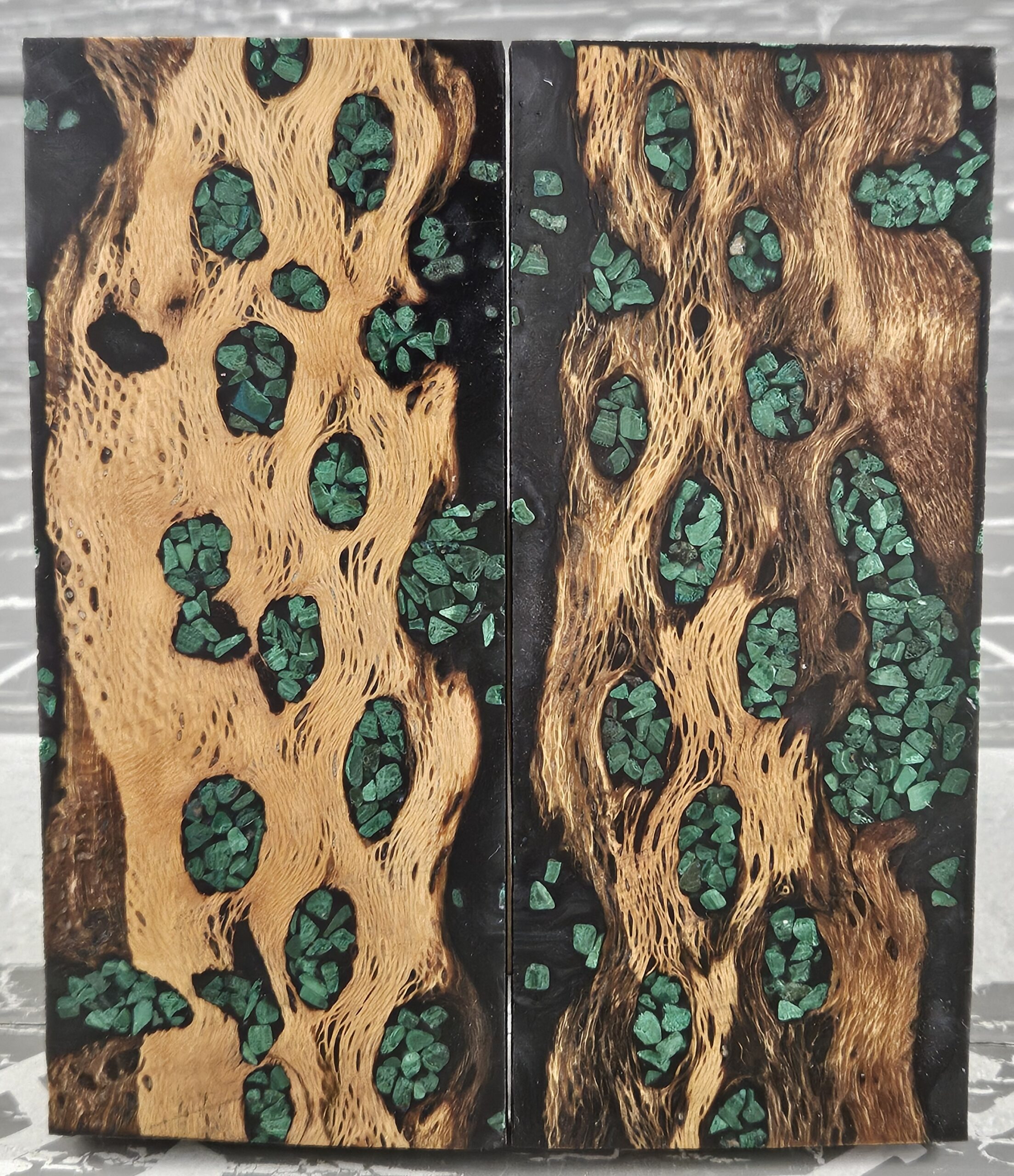 Black Malachite Cholla Cactus Knife Scales Knife Handle Blank Handle Material Exotic Knife Handle P1